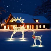 Northix Predhodno osvetljeni božični severni jeleni, 50 LED, zunanji kolčki