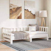 shumee Izvlečna dnevna postelja bela 2x(90x200) cm trdna borovina