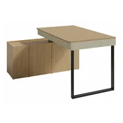 Kutni uredski stol Fiosono 110 (Zagasito zelena + Hrast) S vratima, S ladicama, Kut, 75x140x131cm, Zagasito zelena, Hrast