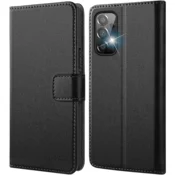 Nikcorp Usnjena preklopna torbica za Samsung Galaxy A72, etui denarnica s stojalom in predali za kartice, črna barva