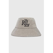 Pamucni šešir Lauren Ralph Lauren boja: bež, pamucni, 454937220