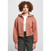 Womens Short Oversized Terracotta Zipper Jacket