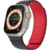 GS Silikonski pašček za Apple Watch 1/2/3/4/5/6/7/8/9/10/11/SE Ultra 1/2/3 42/44/45/46/49 mm, črn/rdeč