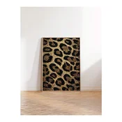 WallXpert uramljena slika 115264, leopard šara u zlatnim i braon tonovima, 30 x 40 cm, ram u boji prirodnog drveta