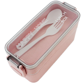Prenosna lunch box posoda za hrano 750ML + pribor roza