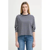 Pamucna majica dugih rukava Marc OPolo boja: tamno plava, cold shoulder, 5000007507