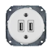 Reblig - Porcelanasta retro USB napajalna vtičnica brez okvirja 2x USB-A bela