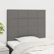 Vidaxl Vzglavje postelje temno sivo 80x5x118/128 cm blago