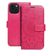 shumee Mezzo Book etui za iPhone 15, mandala magenta
