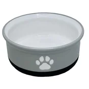 shumee Yarro | Keramična pasja skleda z nedrsečo gumijasto podlago | Siva z odtisom šape 14X5,5 cm - Siva pasja skleda z odtisom šape 14X5,5 cm