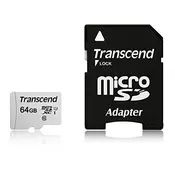 memorijska kartica 64GB TRANSCEND TS64GUSD300S-A, micro SDHC + adapter, UHS-I, class 10, 95/45 MB/s