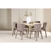 Venture Design Jedilna miza in stol set Copenhagen miza z 6 stoli Astoria 140x74 cm beljen rjav