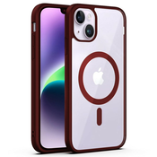 Hibridni ovitek PastelMag z magnetom MagSafe za iPhone 15 Plus - burgundy