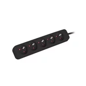 shumee Lanberg podaljšek 3 m črne barve 5x 230 V PL, kabel iz masivnega bakra