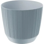 Prosperplast Okrogel plastični cvetlični lonček z utorjenim pokrovom, svetlo siv, 14,7 cm Ryfo