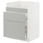 METOD / MAXIMERA Pod.el.BREDSJÖN sudop/3front/2fiok, bela/Havstorp svetlosiva, 60x60 cm