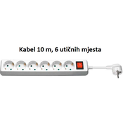 Kabel napetostni podaljšek šuko-M= 6x šuko-Ž 10m s sklopko in zaščito za otroke