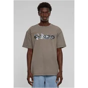 Mens T-Shirt Cagedchrome Acid Heavy Oversize Tee - Beige