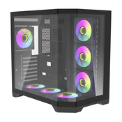 darkFlash Računalniška ohišje Darflash FT418 PRO + 7 ventilatorjev aRGB (črna)