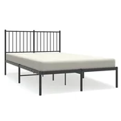 Vidaxl Kovinski posteljni okvir z vzglavjem črn 140x190 cm