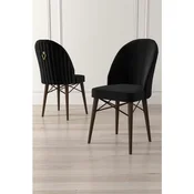 Hanah Home set trpezarijskih stolica Ritim 8 kom, crna tkanina Babyface, drvene noge boje oraha