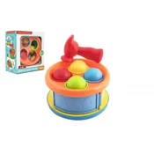 Teddies Kladivo 17cm 2v1 plastika s kladivom z žogicami 4 kosi 2 barvi 12m+