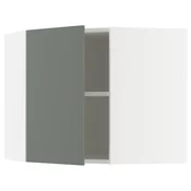 METOD Ugaoni zidni element s policama, bela/Nickebo mat sivozelena, 68x60 cm