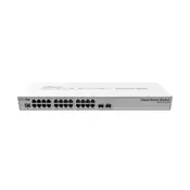 MikroTik  Cloud Router switch 326-24G-2S+RM with 800 MHz CPU, 512MB RAM, 24xGigabit LAN, 2xSFP+ cages, RouterOS L5 or switchOS (dual boot), 1U rackmount case, PSU (CRS326-24G-2S+RM)