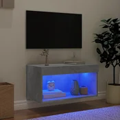 TV ormaric s LED svjetlima siva boja betona 60x30x30 cm