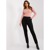 Black high-waisted fabric trousers