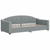 Greatstore Izvlečna dnevna postelja z vzmetnicami sv. siva 90x200 cm blago