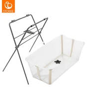 stokke® otroška banjica flexi bath® sandy beige + zložljivo stojalo za banjico flexi bath® grey