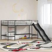 Krevet na kat za djecu s toboganom Crna i antracit 80 x 200 cm