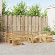 Set vanjskih sofa 10 kom. Bijela Cvrsto drvo akacije