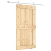 Vidaxl Drsna vrata Naravna in bela 100 x 210 cm Masiven borov les