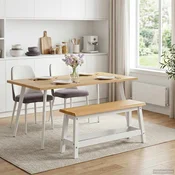 vidaXL Jedilna klop EKAI Bela 91,5 x 29 x 45,5 cm Trdna borovina