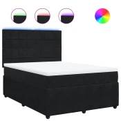 vidaXL vidaXL Box spring posteljni z vzmetnico črn 140x190 cm žamet, (21308712)