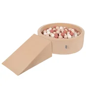 shumee KiddyMoon penasto igralo VELVET PPZP-OK30V-112 z žogicami, peščeno bež: pastelno bež-lososovo-bela, bazen 100/klin