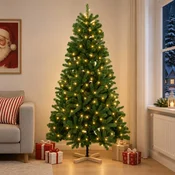 Umestno božično drevo 210 cm 300 LED Toplo bela PVC Zelena