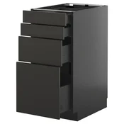 METOD / KNIVSHULT Podni element, 4 fronte/4 ladice, crno-siva/Nickebo mat antracit, 40x60 cm