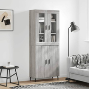Greatstore Visoka komoda siva sonoma 69,5x34x180 cm inženirski les