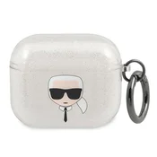 Ovitek Karl Lagerfeld Glitter Karls Head za AirPods 3 - srebrn