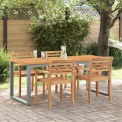 vidaXL vidaXL Zunanja jedilna miza Siva 160x80x75 cm Jeklo in Masivno leseno Akacijevo, (22089797)