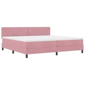 Vidaxl LED Box Spring Postelja z vzmetnico Roza 200 x 200 cm Žamet