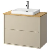HAVBÄCK/ORRSJÖN Umival omar+predali/umivalnik/armat, bež/bambus, 82x49x71 cm
