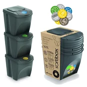 slomart Prosperplast Komplet košev za ločevanje Sortibox, 3x25L, sive