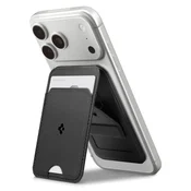 Magnetna denarnica in stojalo Spigen Slim Fold MagFit z magnetnim obročem in eno režo za kartice - black