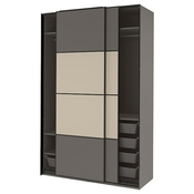 PAX / MEHAMN Garderober, dvostrano tamnosiva/sivo-bež, 150x66x236 cm