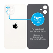 Apple iPhone 12 - Steklo zadnjega ohišja s povečano odprtino za kamero (White)