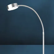 Busch Prilagodljiva talna svetilka LED SATURN, 1-svetlobna - Dnevna soba/jedilnica - Sodobni - mat brušeni aluminij, krom - Kovina